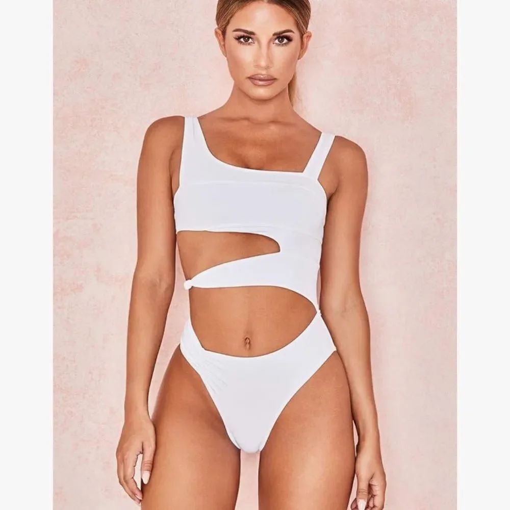 White one piece bathing suit #9